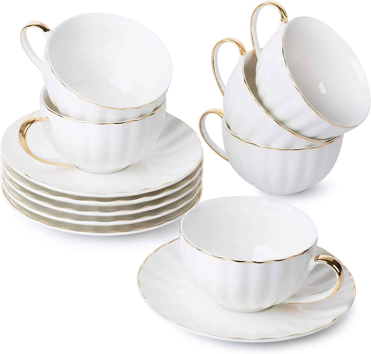 Brew To A Tea Set Of 6 Tea Cups With Saucers Best For Family