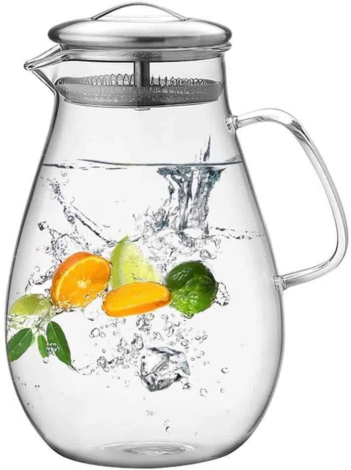 Hiware 64 Ounces Glass Pitcher with Stainless Steel Lid