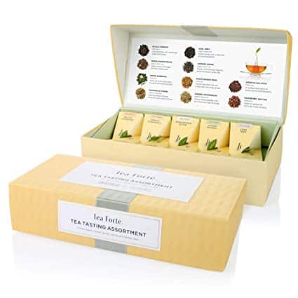 Tea Forte Tea Tasting Assortment Petite Presentation Box Tea Sampler 10 Handcrafted Pyramid Tea Bags